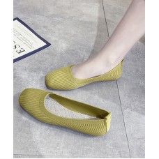 Top Quality Yellow Knit Cotton Fabric Flat Feet Shoes For Women