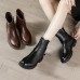 Black Genuine Leather Platform  flat boots