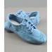 Simple Blue Cotton Fabric Flat Shoes For Women Cross Strap Flat Shoes