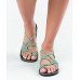 Cross Strap Black Flat Sandals Knit Fabric Hollow Out Walking Sandals