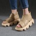 Beige Sandals Peep Toe Platform Sandals