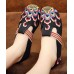 Handmade Black Embroideried Cotton Fabric Flat Shoes