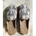 Beige Cotton Fabric Comfy Embroideried Slide Sandals